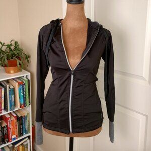 Y2KBlack Bodycon Fitted Zip Up Hoodie RBX Activewear Gorpcore Streetwear
